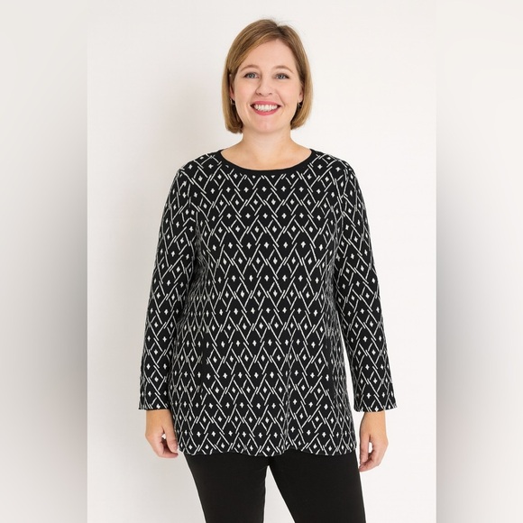 J. Jill Black & White Patterned Sweater Size MP - Picture 1 of 6